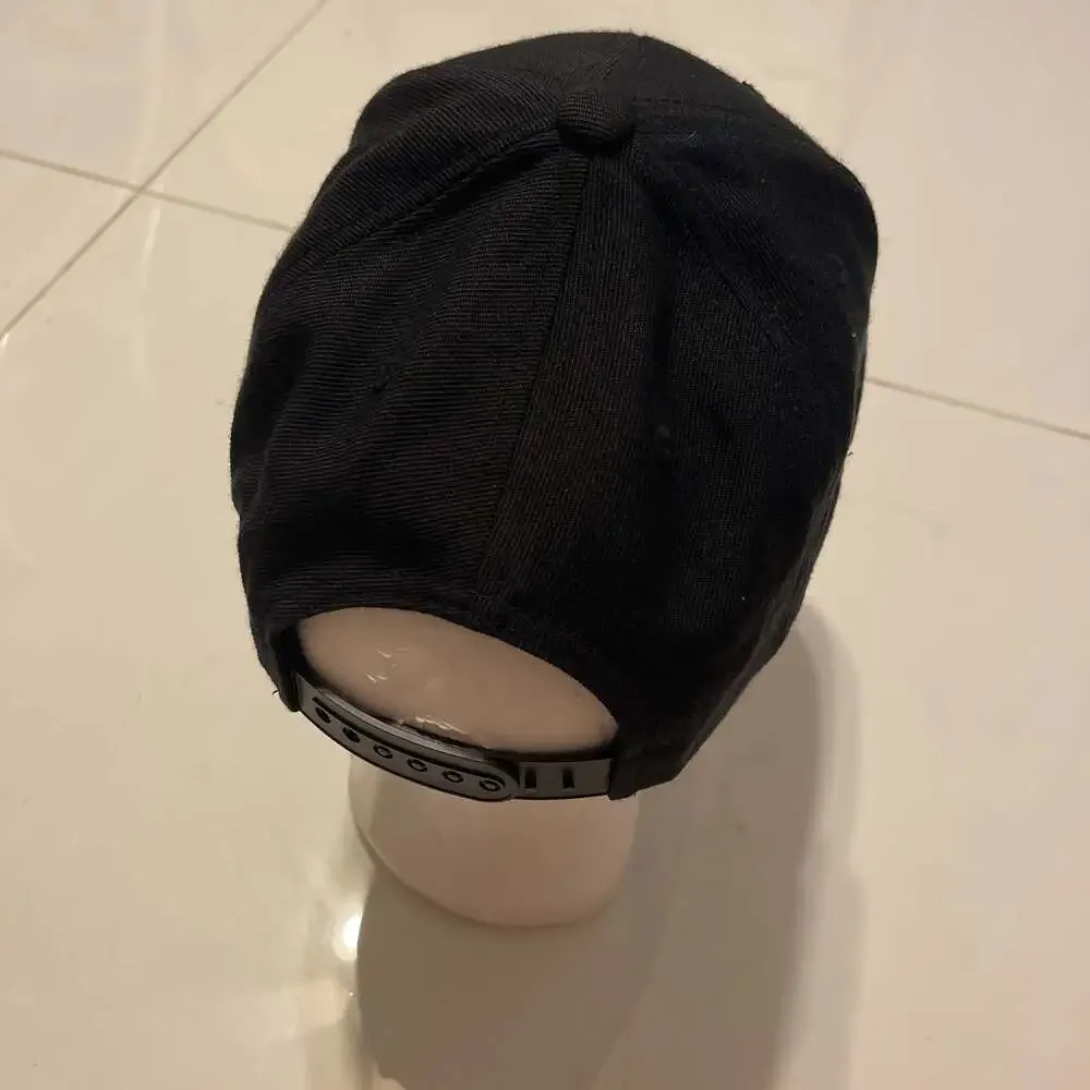 Baseball Embroidered Black Flat Bill Hat Cap